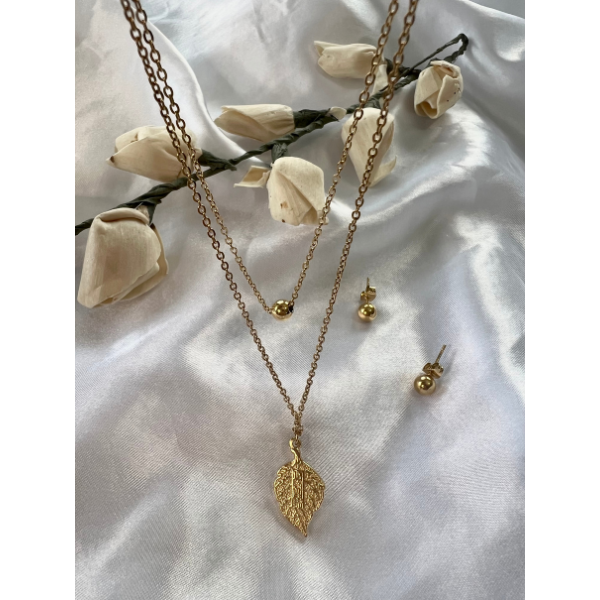 Double layer leaf Necklace