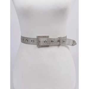 Rhinestone Square Buckle Sneak Skin Belt