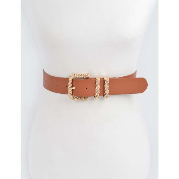 Faux Leather Metal Chain Buckle Belt