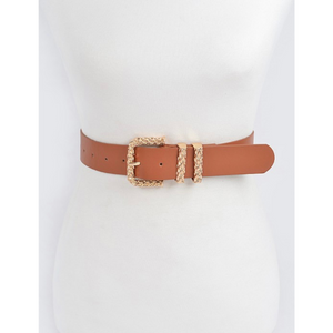 Faux Leather Metal Chain Buckle Belt