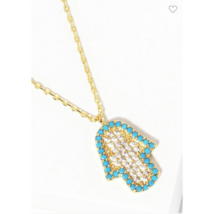 Gold Dipped Hamsa Pendant Necklace