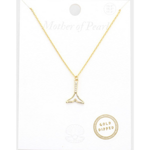Gold Dipped Mother of Pearl Whale Tail Necklace