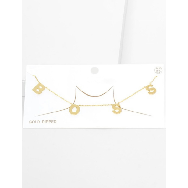 Boss Gold Dipped Message Pendant Necklace