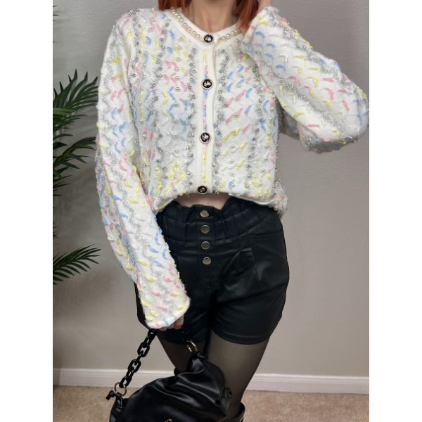 Embellished Tweed Style Jacket