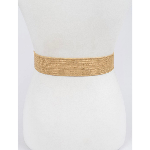 Handmade Bamboo Buckle Stretch Straw Belt