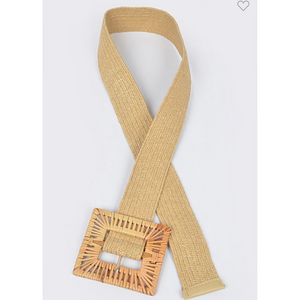 Handmade Bamboo Buckle Stretch Straw Belt