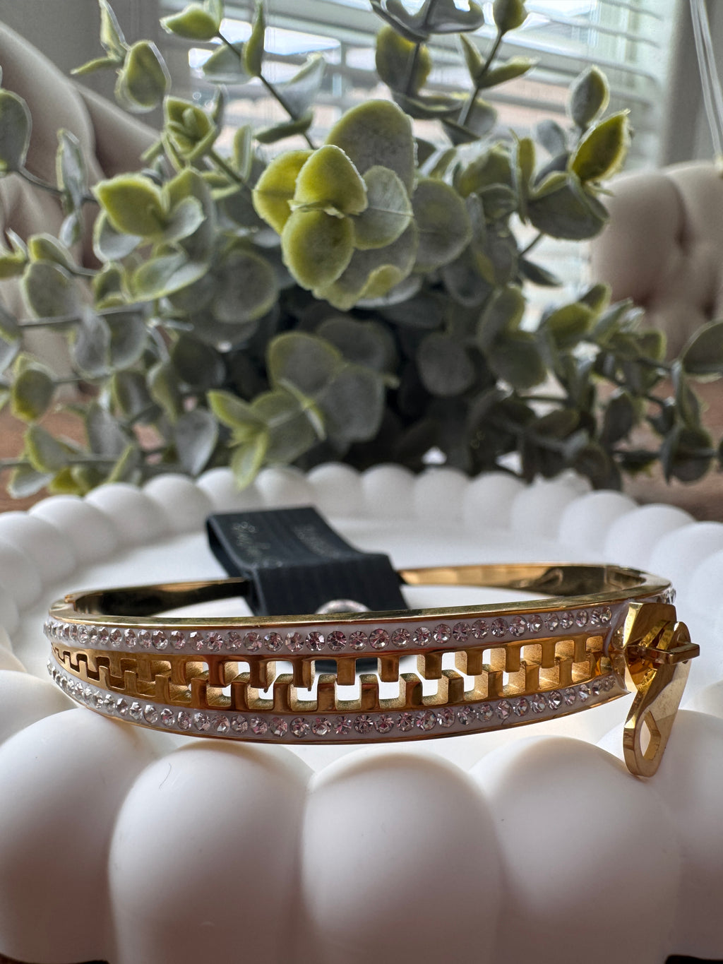 Stainless Steel Zipper Hinged Bangle Bracelet