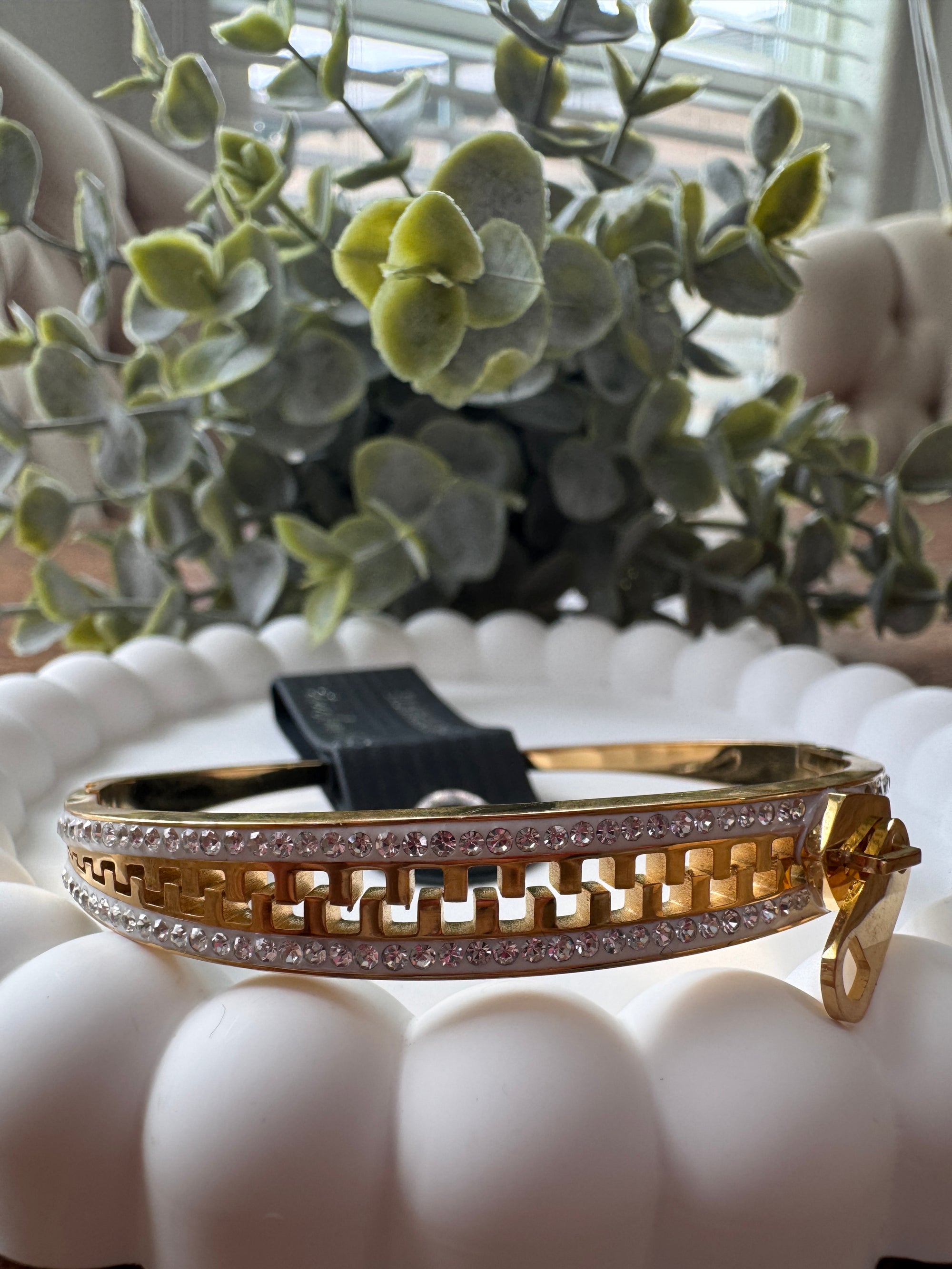 Stainless Steel Zipper Hinged Bangle Bracelet