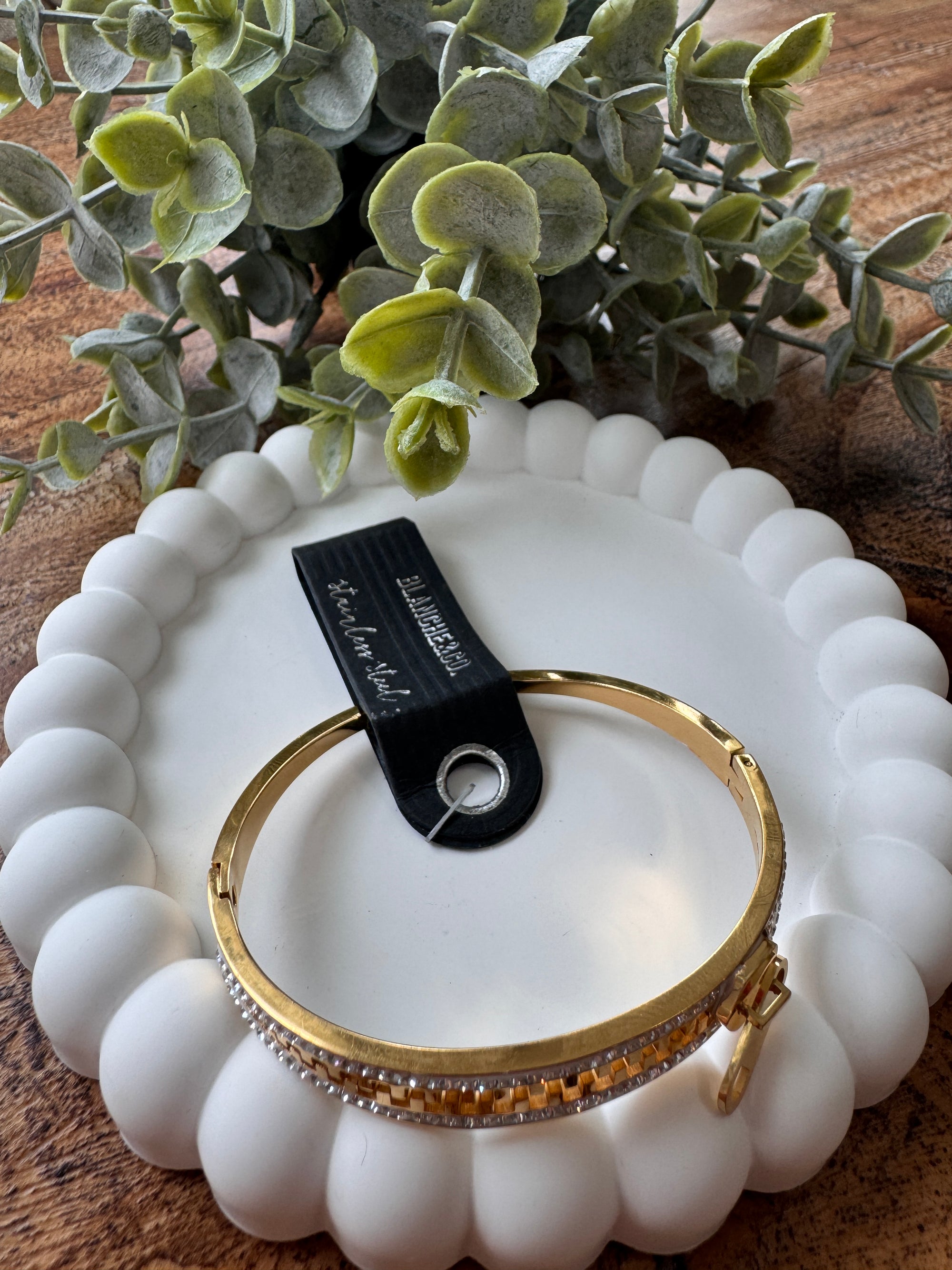 Stainless Steel Zipper Hinged Bangle Bracelet
