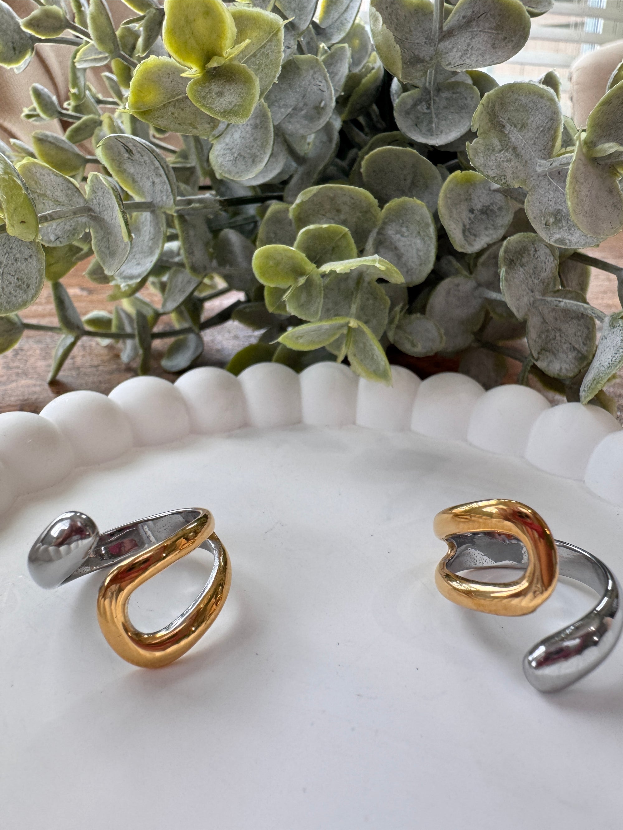 Stainless Steel Two Tone Adjustable Ring