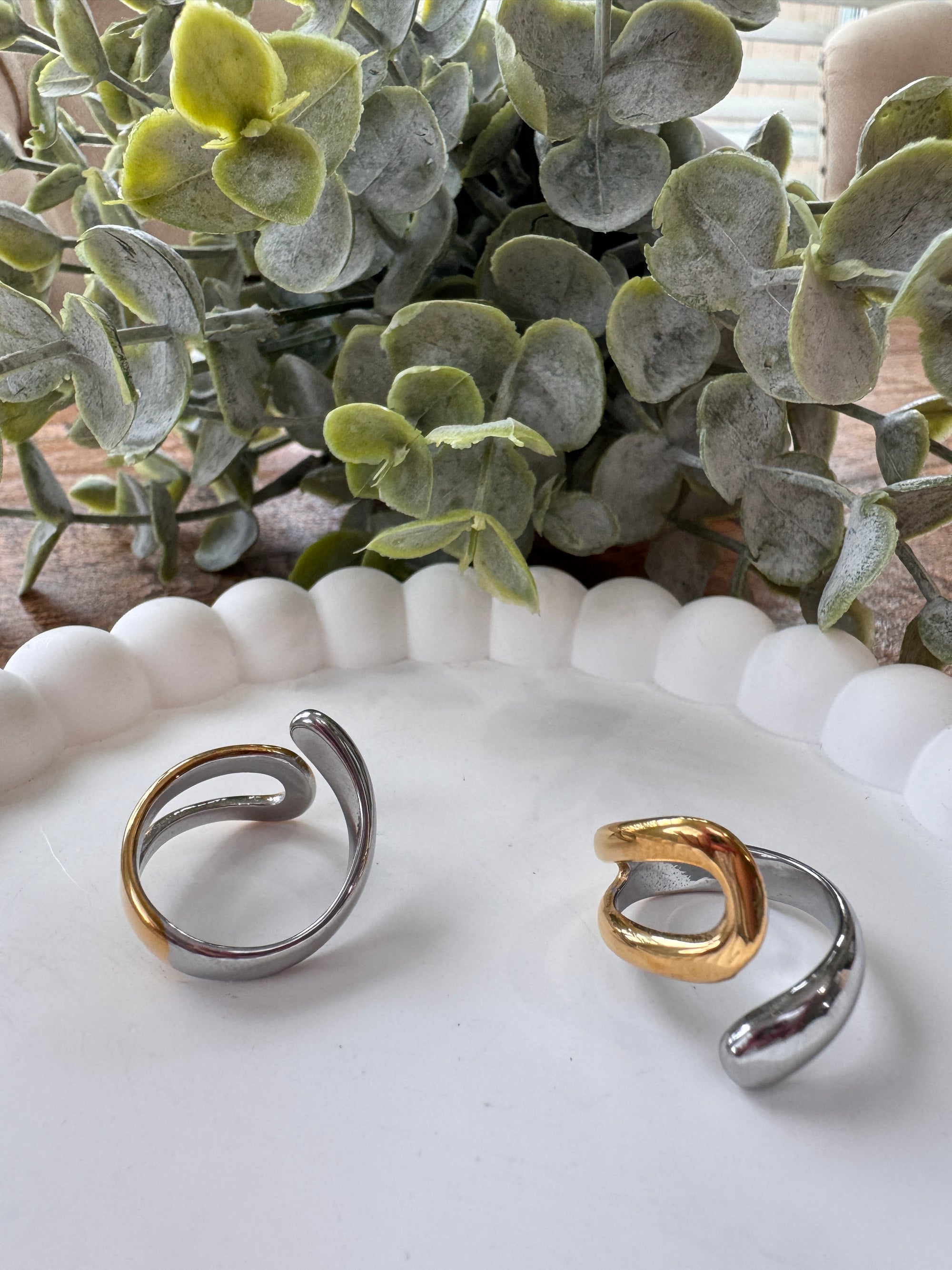 Stainless Steel Two Tone Adjustable Ring