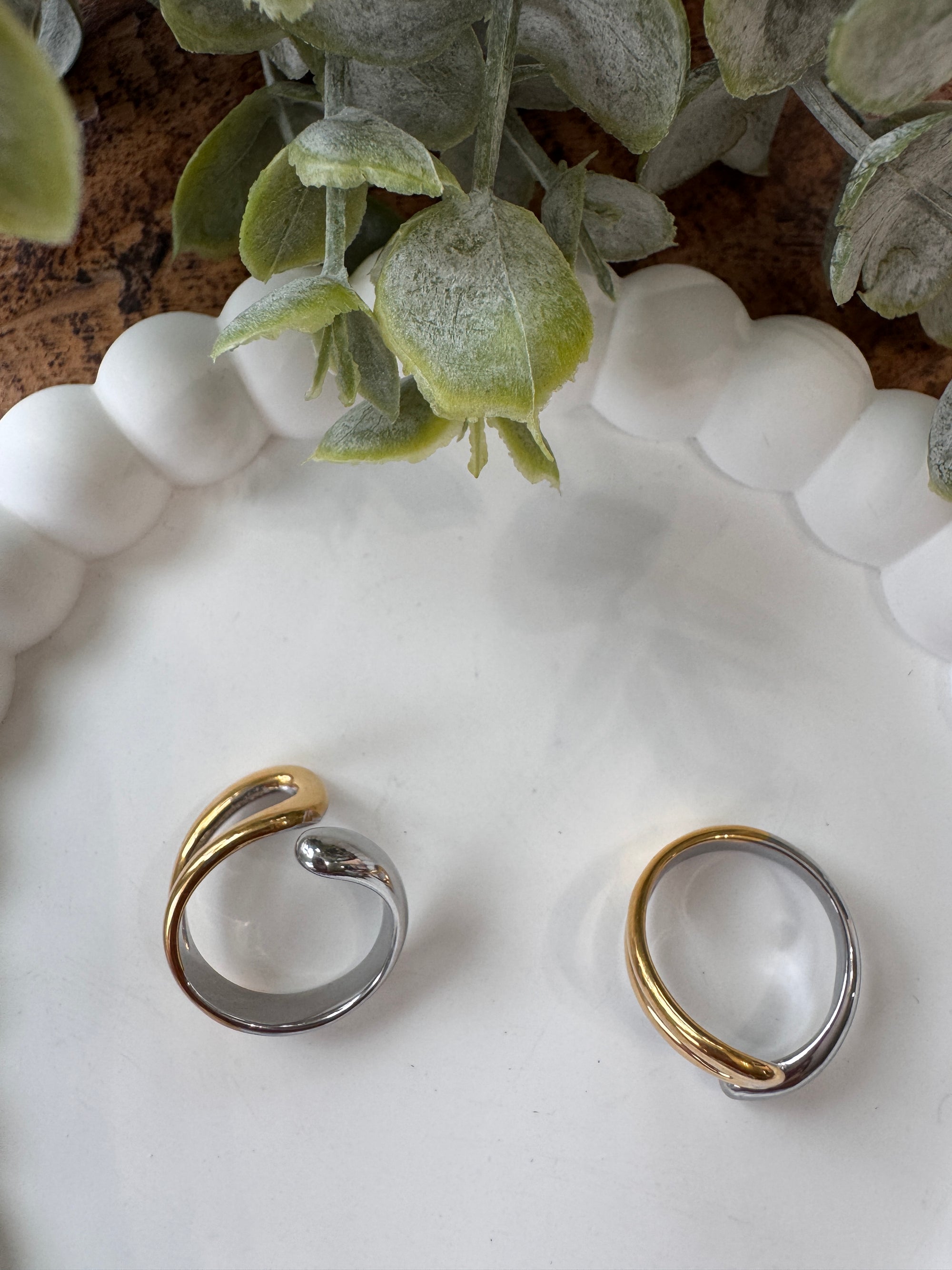 Stainless Steel Two Tone Adjustable Ring