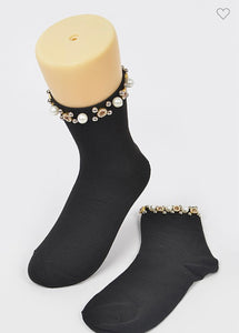 Rhinestone and Pearl Socks