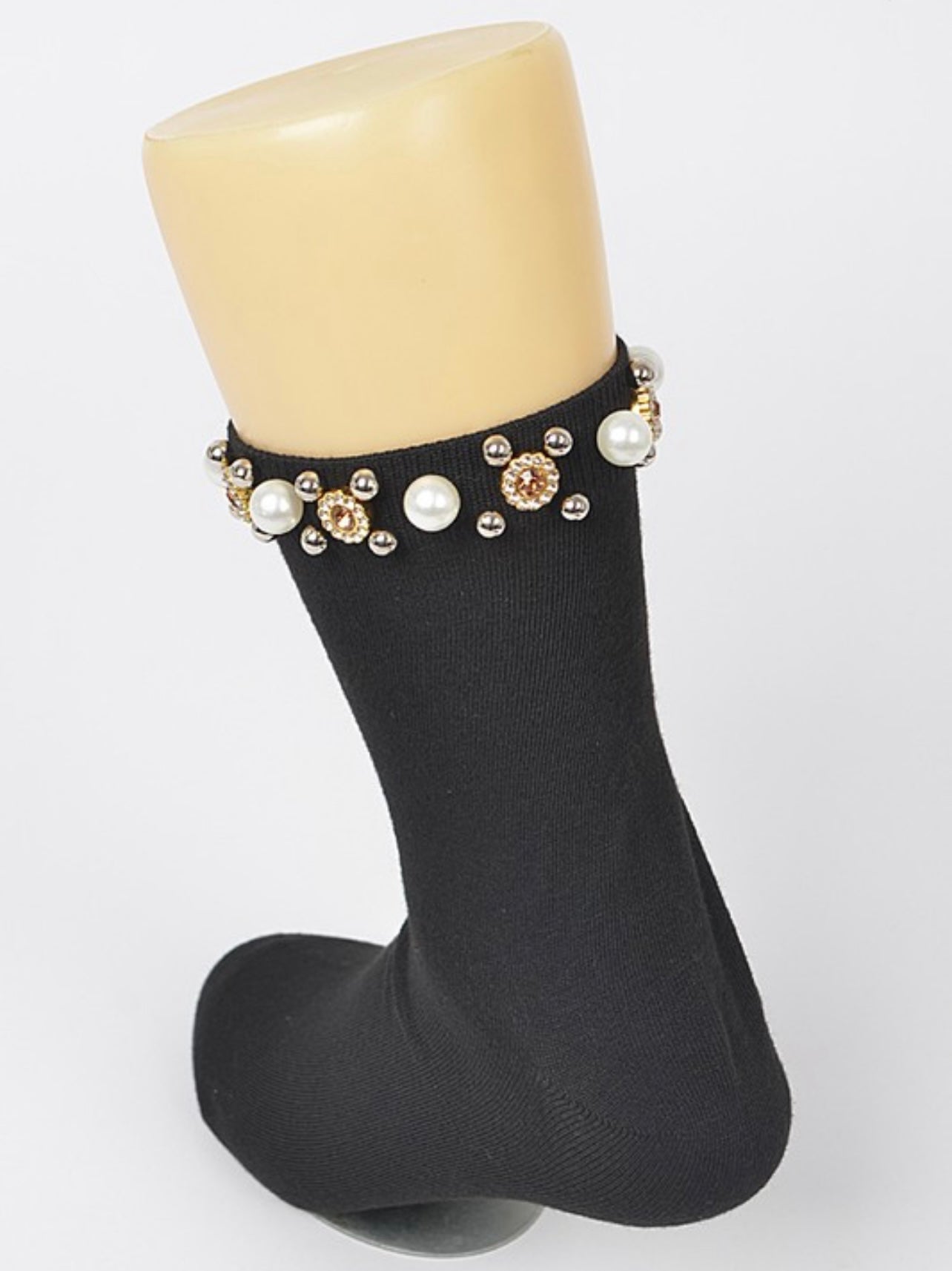 Rhinestone and Pearl Socks