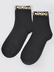 Rhinestone and Pearl Socks