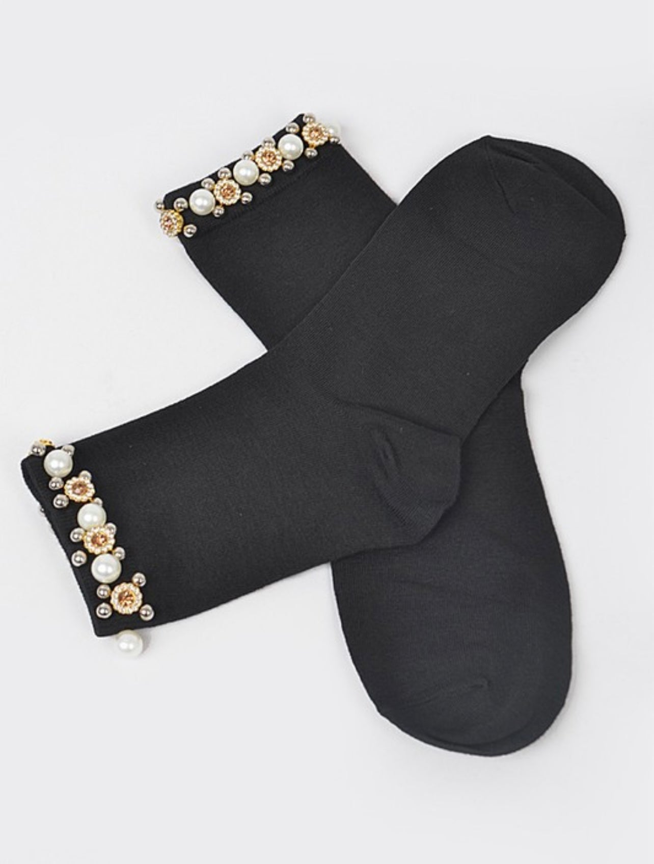 Rhinestone and Pearl Socks