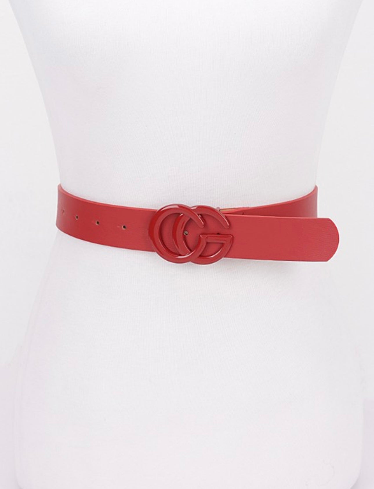 Vegan Leather Colored Buckle Belt