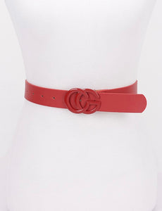Vegan Leather Colored Buckle Belt