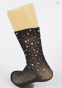 Rhinestones Mesh Socks
