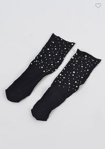 Rhinestones Mesh Socks