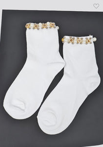 Rhinestone and Pearl Socks