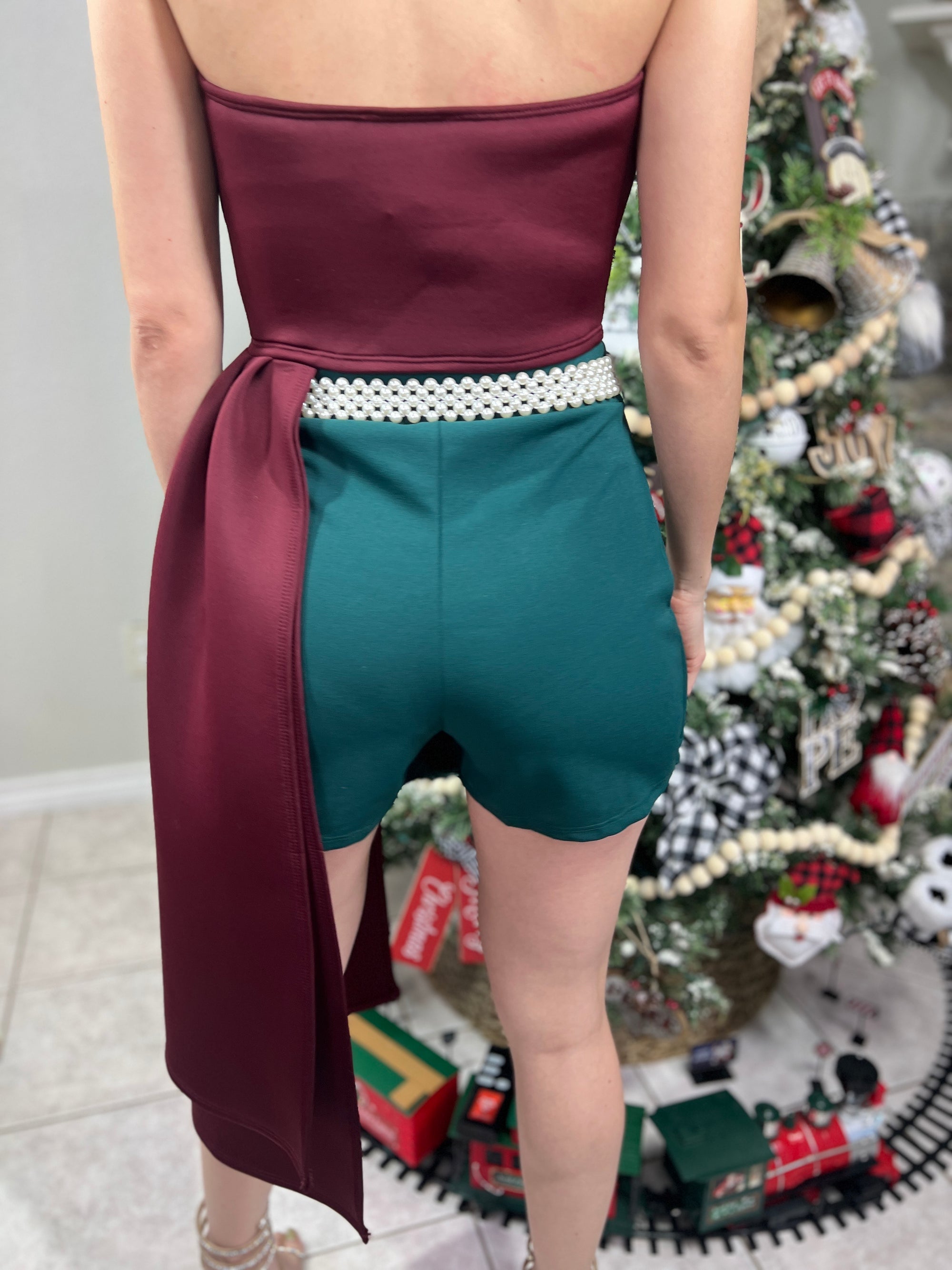 Flower Front Side Draped Tube Top