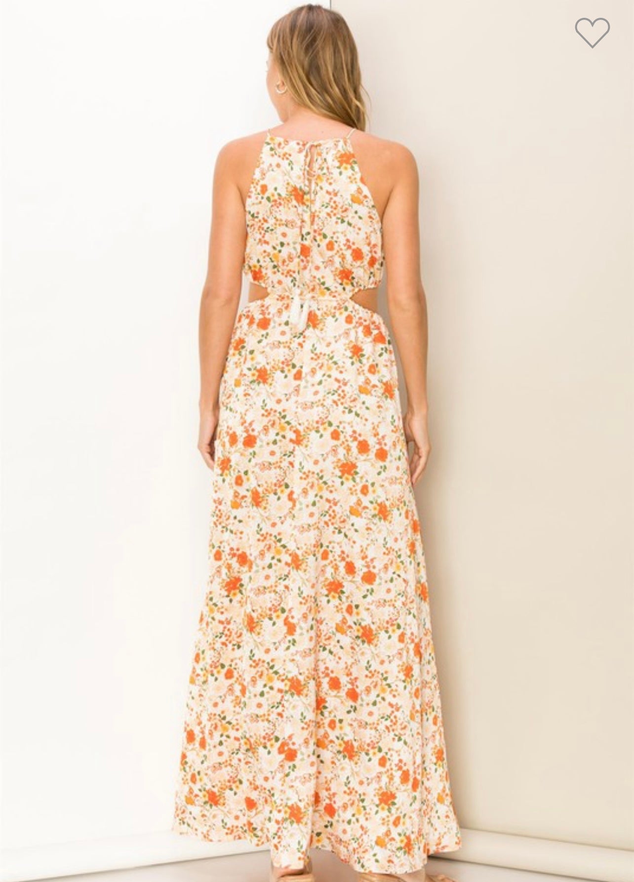 Sweetheart Floral Print Cutout Maxi Dress