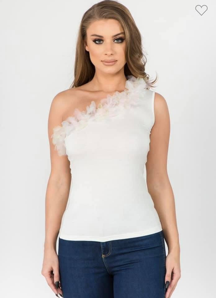 Off Shoulder top with floral trim