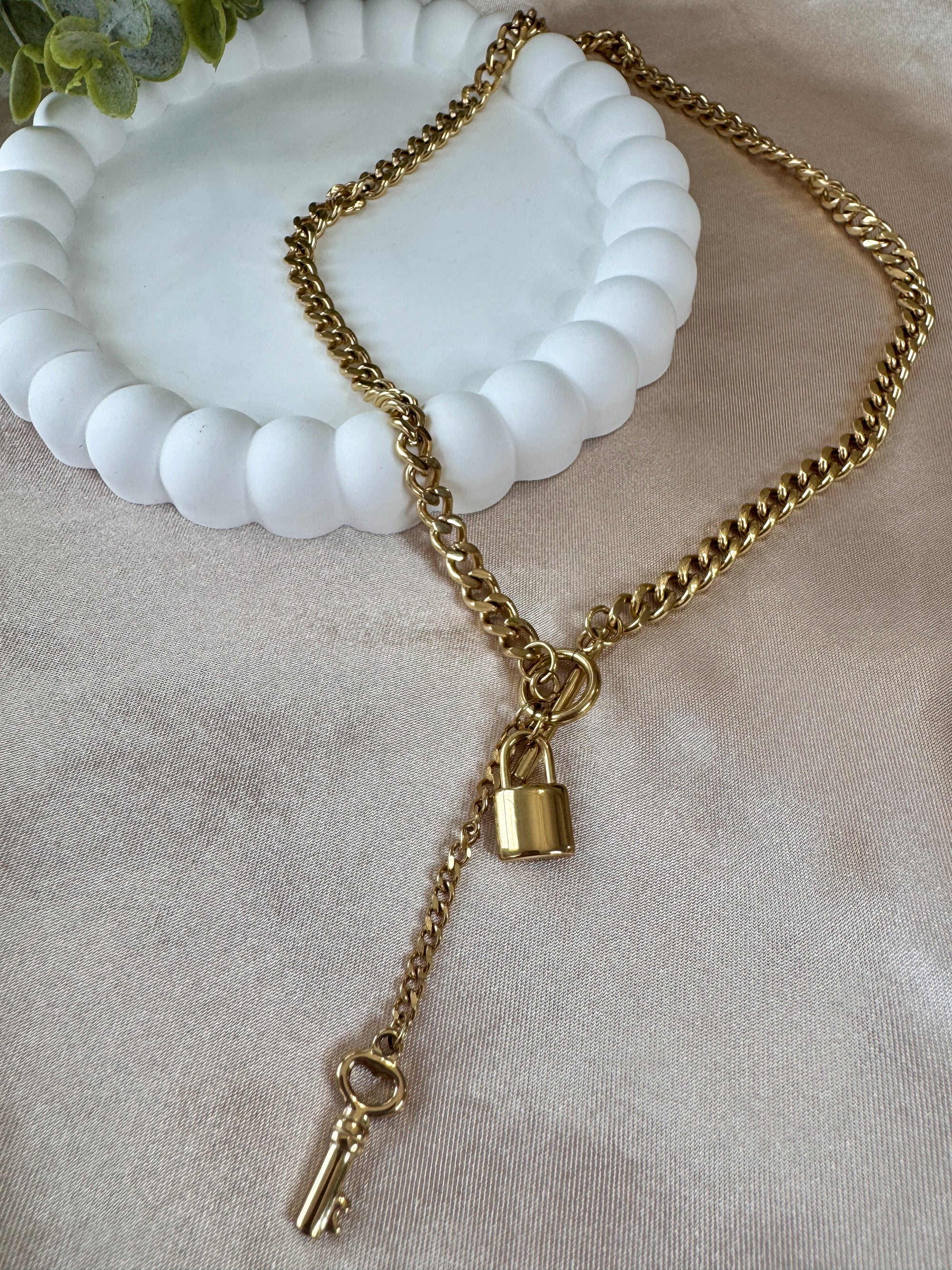 Stainless Steel Key Lock Necklace