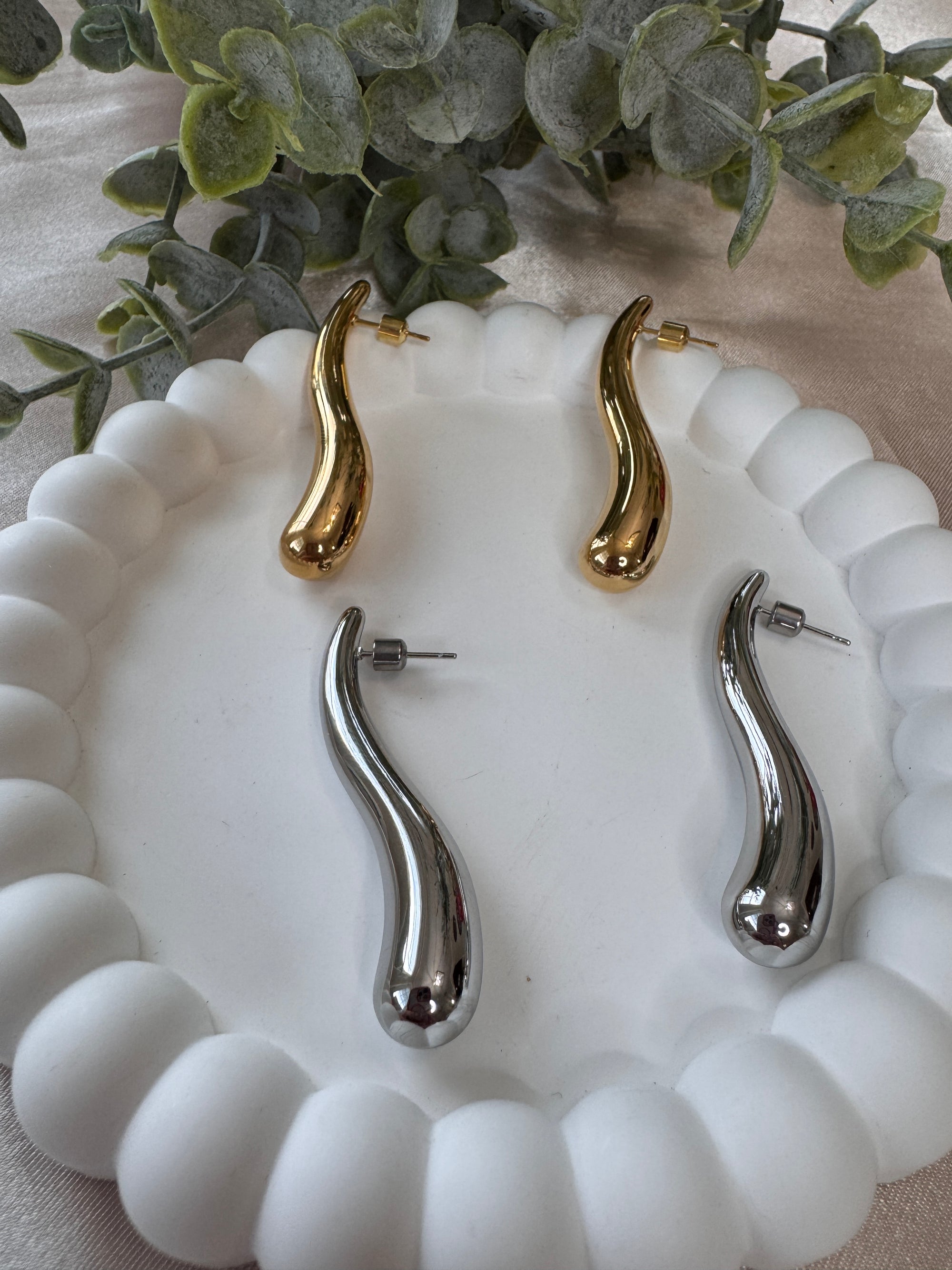 Stainless Steel Abstract Teardrop Earrings