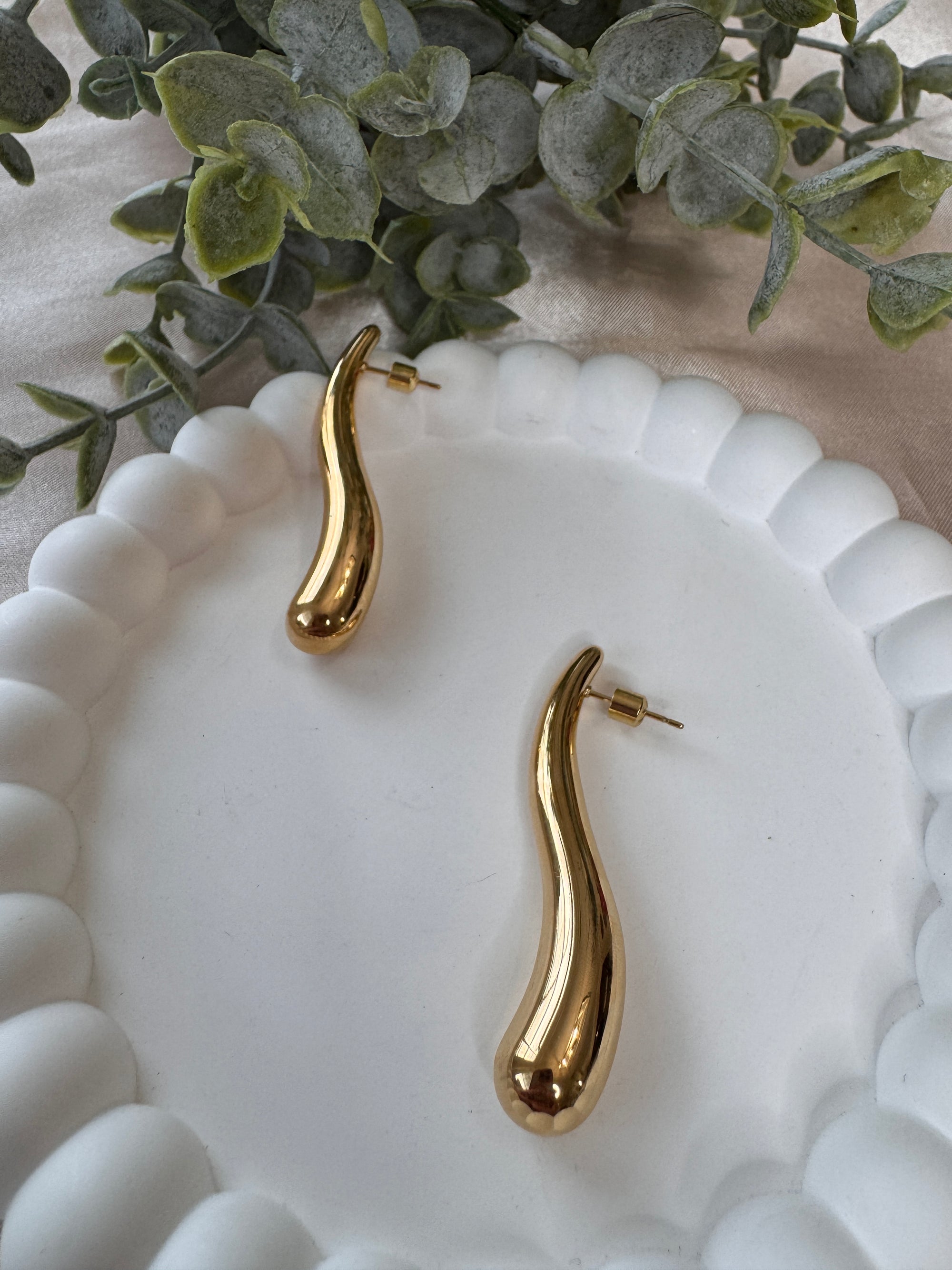 Stainless Steel Abstract Teardrop Earrings