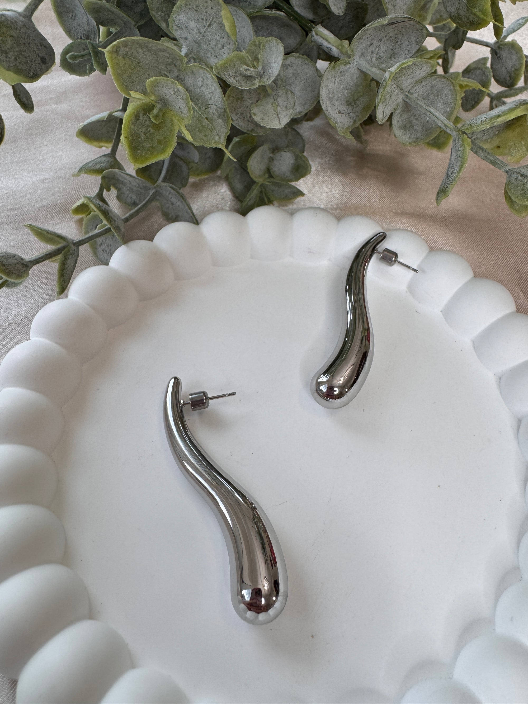 Stainless Steel Abstract Teardrop Earrings