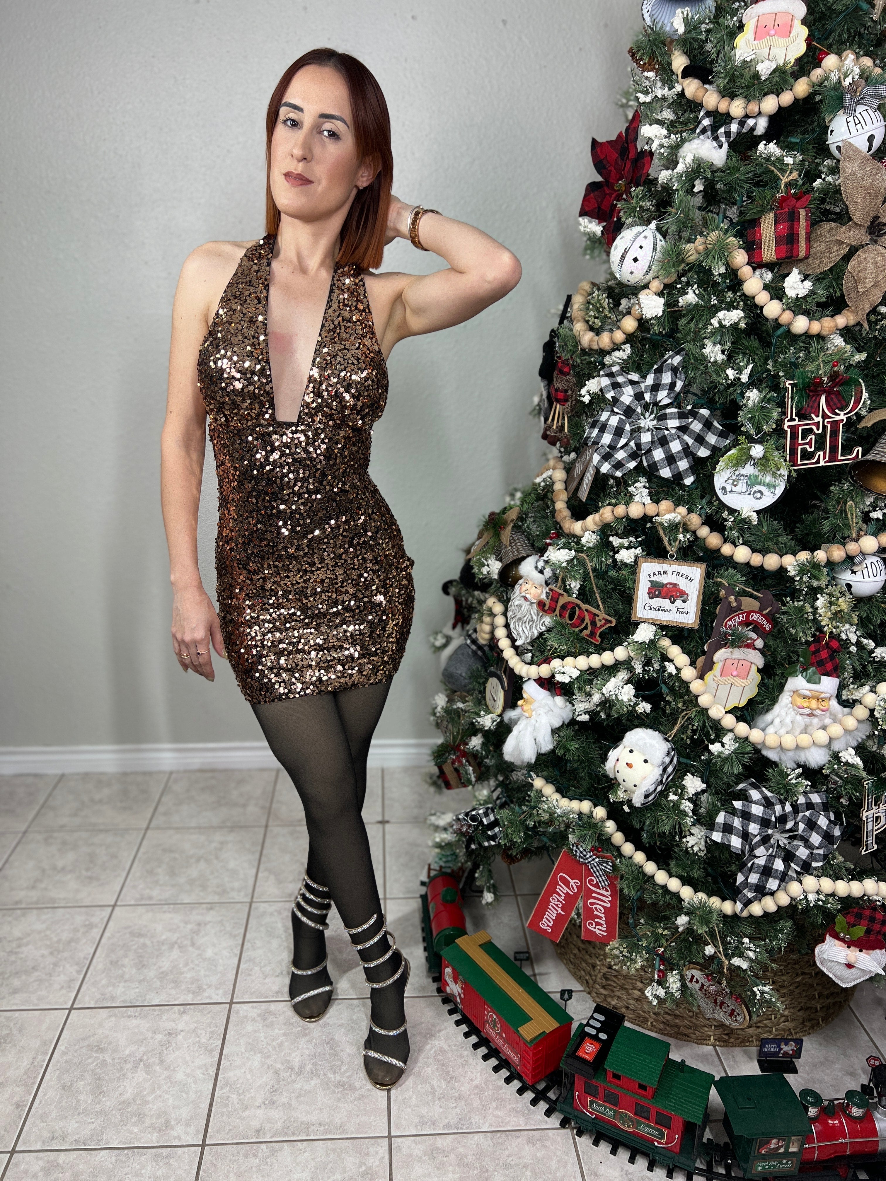 Halter Sequin Mini Dress