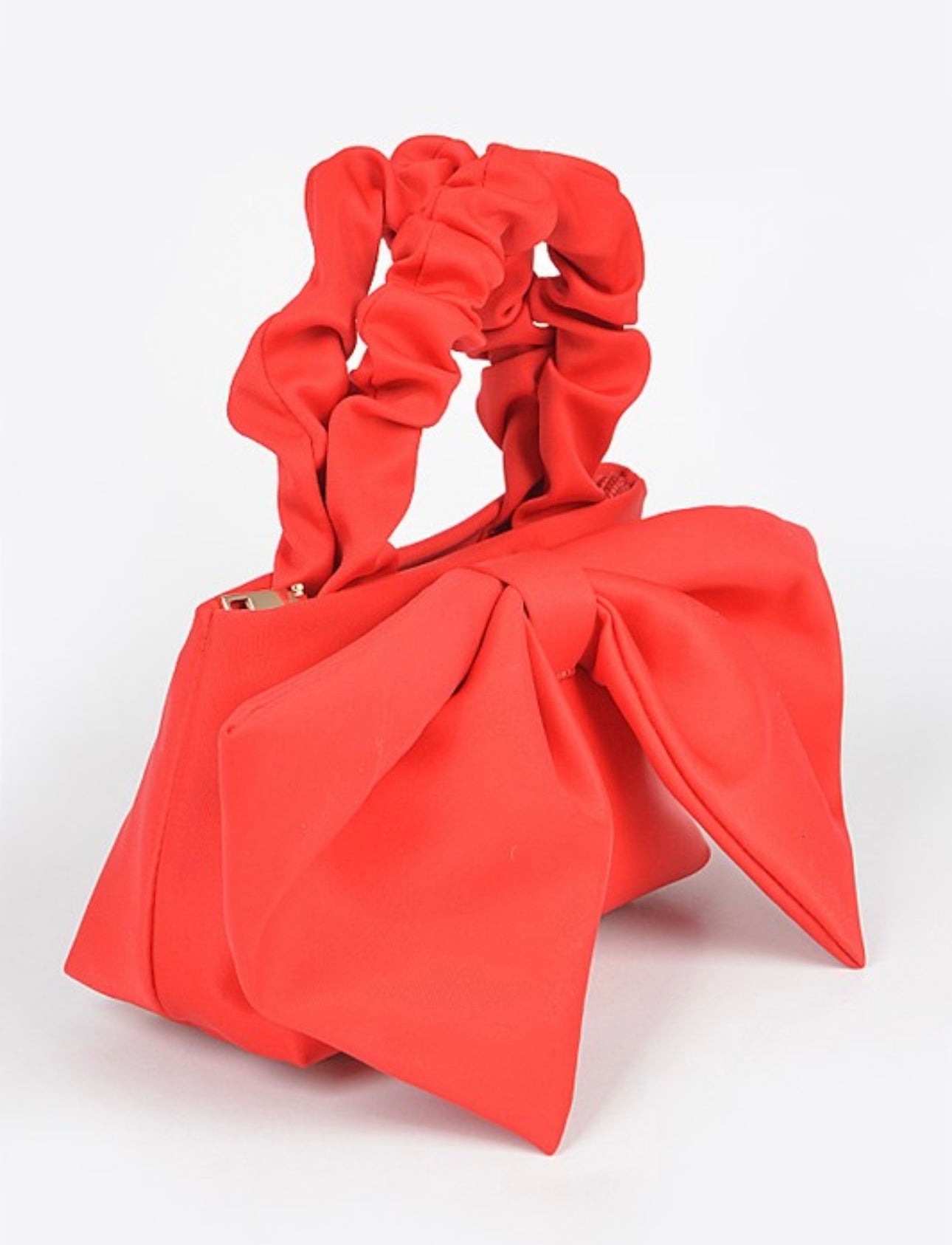Nylon Top Handle Bag With Bow Front Clutch