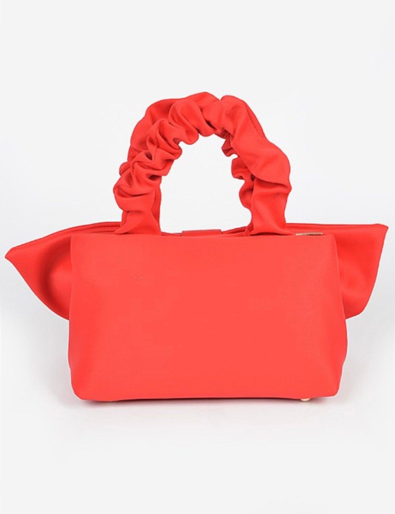 Nylon Top Handle Bag With Bow Front Clutch