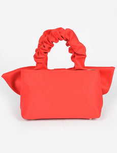 Nylon Top Handle Bag With Bow Front Clutch