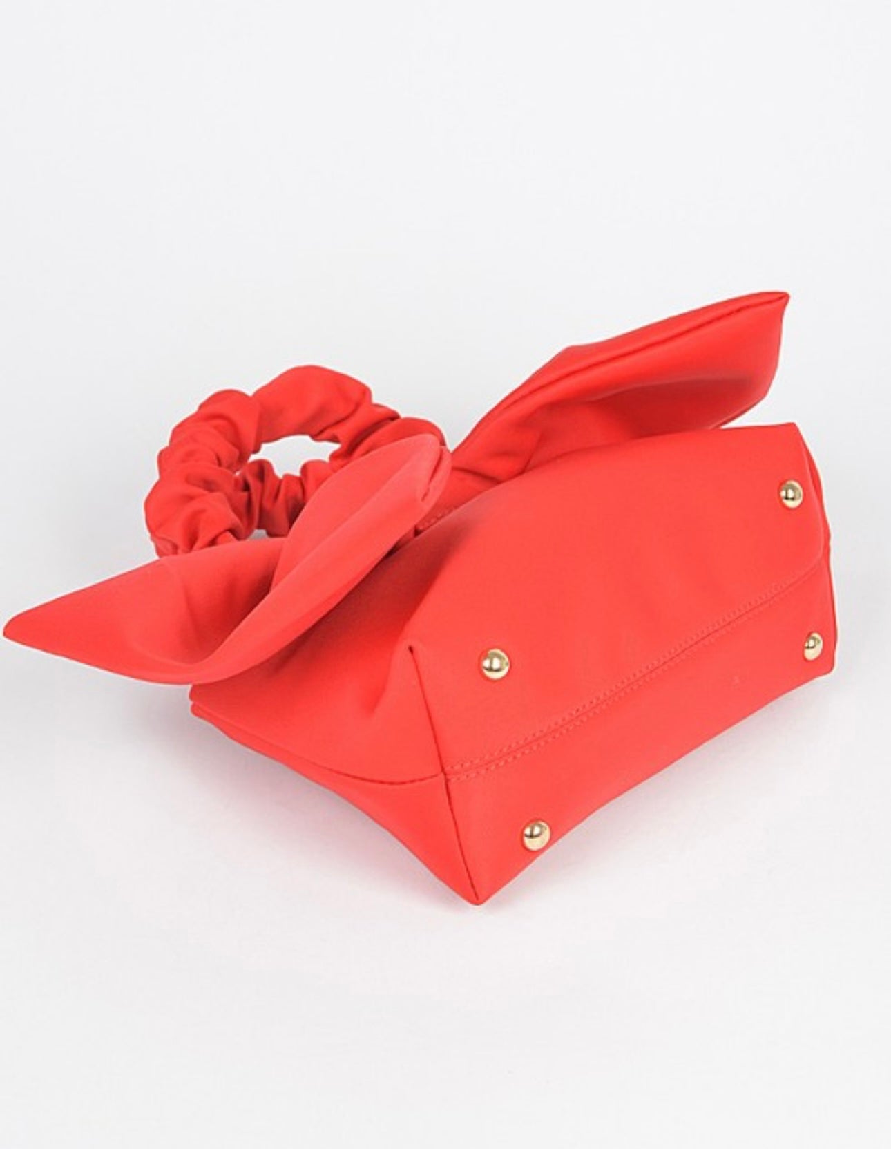 Nylon Top Handle Bag With Bow Front Clutch