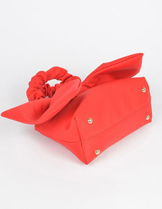 Nylon Top Handle Bag With Bow Front Clutch