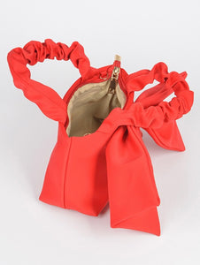 Nylon Top Handle Bag With Bow Front Clutch