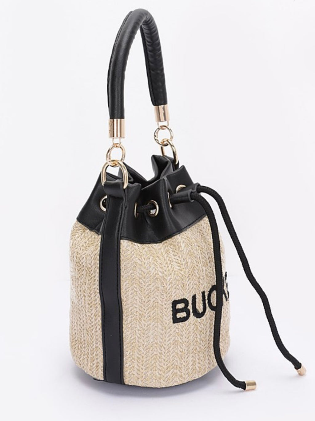 Faux Straw Bucket Bag