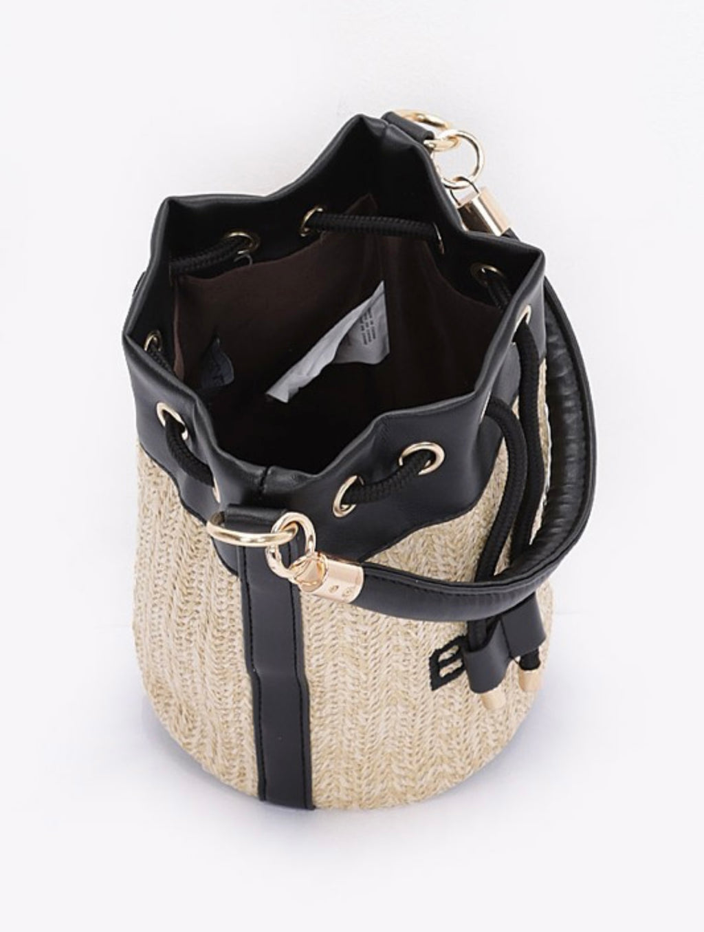 Faux Straw Bucket Bag