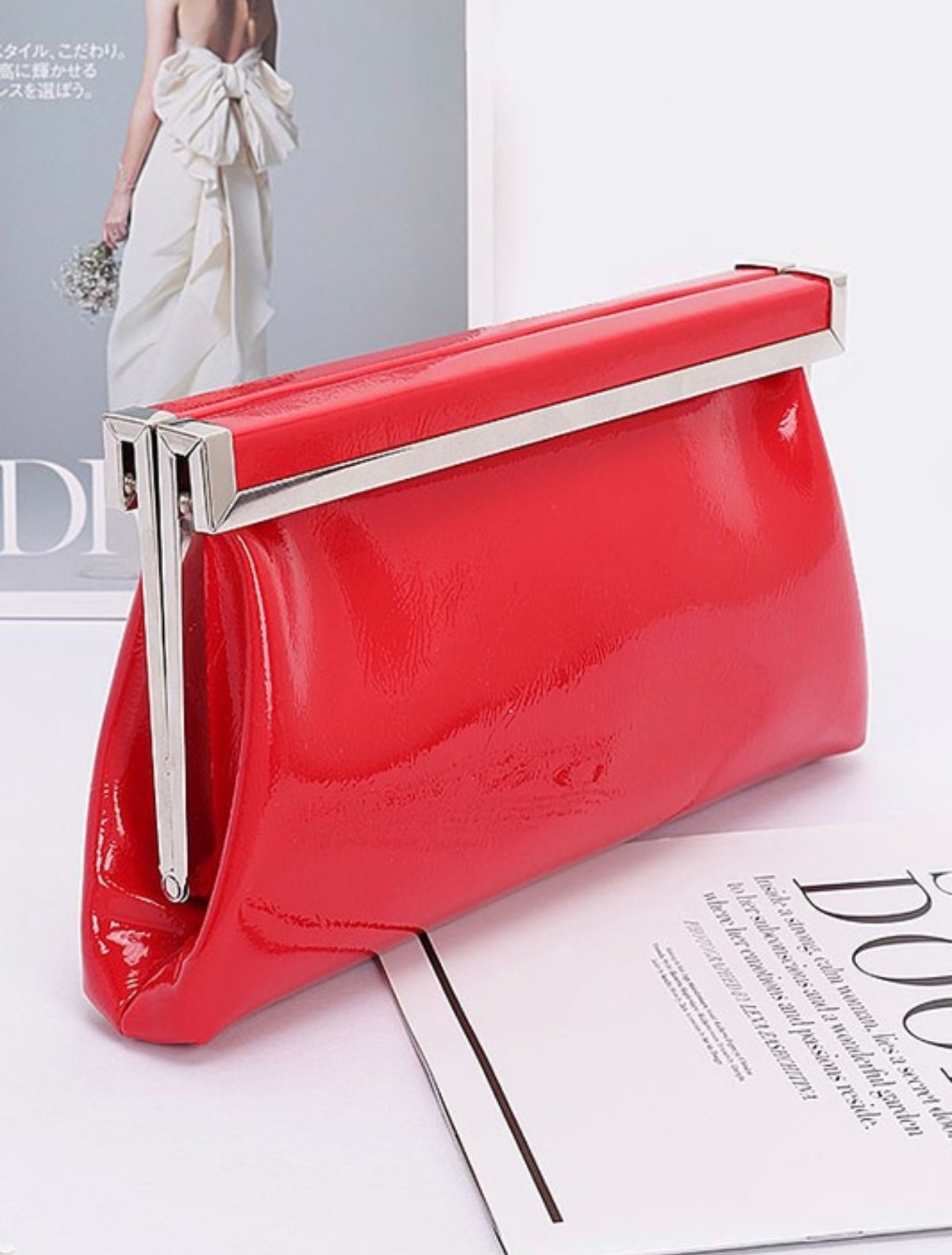Patent Leather Frame Clutch Bag