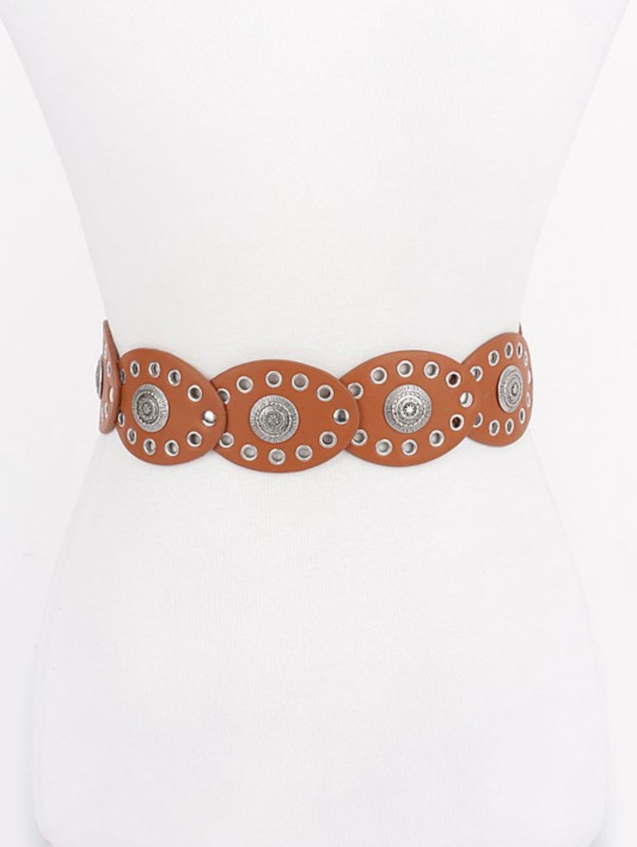 Faux Leather Oval Shape Vintage Belt