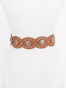 Faux Leather Oval Shape Vintage Belt