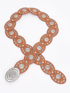 Faux Leather Oval Shape Vintage Belt