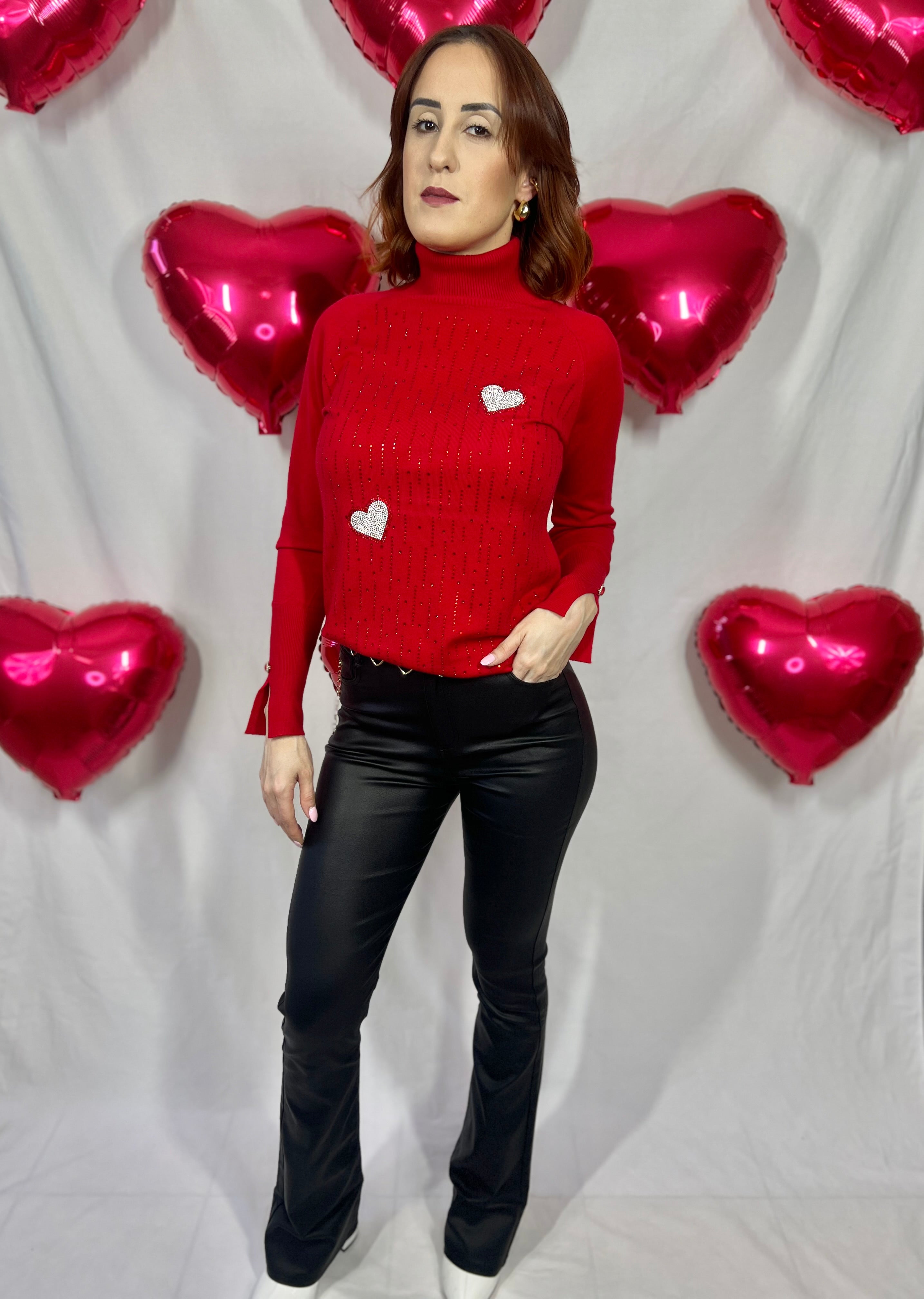 Turtle Neck knit with Rhinestones