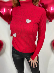 Turtle Neck knit with Rhinestones