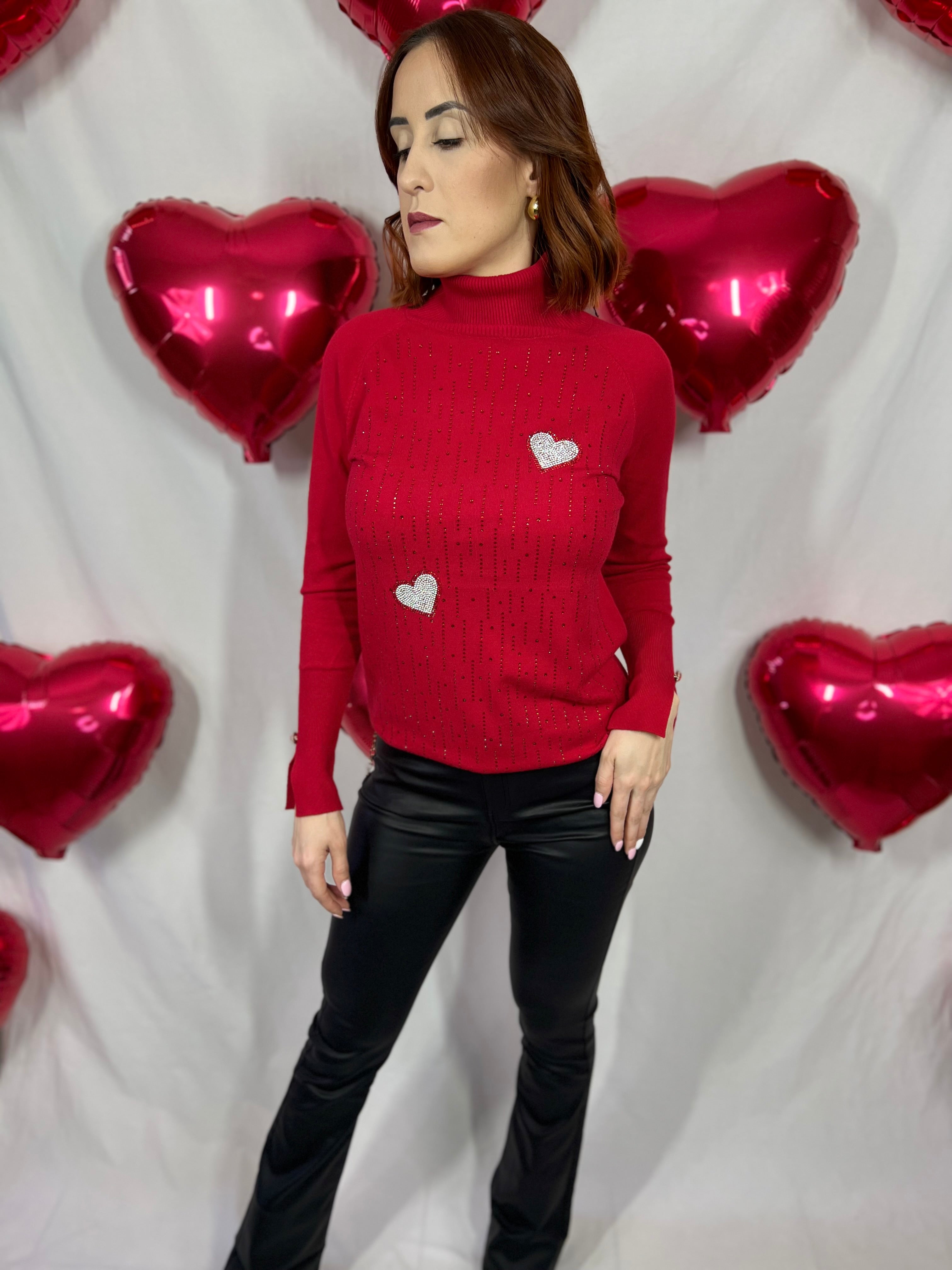 Turtle Neck knit with Rhinestones