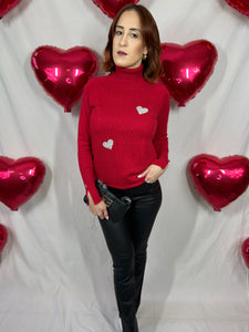 Turtle Neck knit with Rhinestones