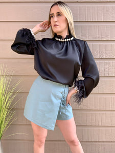 Eyelet Lace Up Wrap Front Skorts